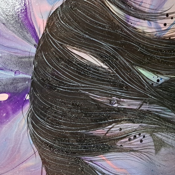 Hand Crafted Painted Vinyl Record Horse Head Acrylic Abstract Wall Art - Picture 4 of 9